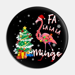 Cute Pink Flamingo Santa Hat Merry Christmas Pin