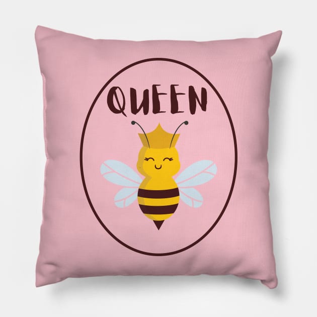 Queen Bee - Royal Bee Graphic to Show who's Boss With a Smile Pillow by Bee-Fusion