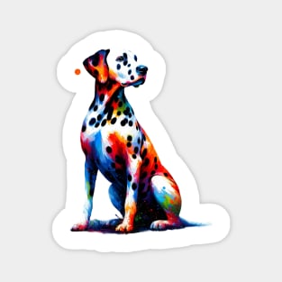 Dalmatian Expressed in Colorful Splash Art Form Magnet