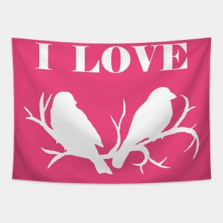 I Love Birds (White) Tapestry