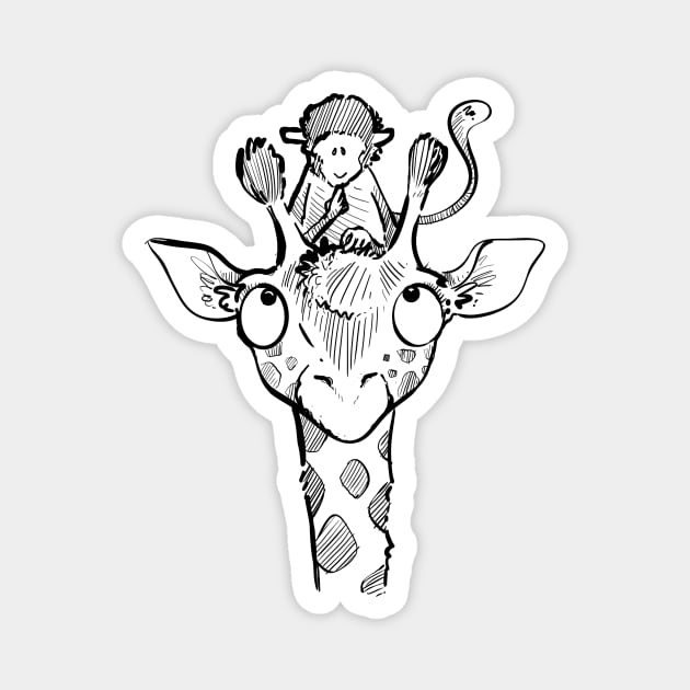 Monkey and giraffe Magnet by Jason's Doodles