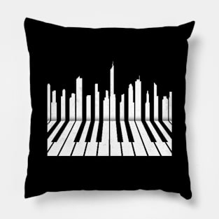 Piano and night city Pillow