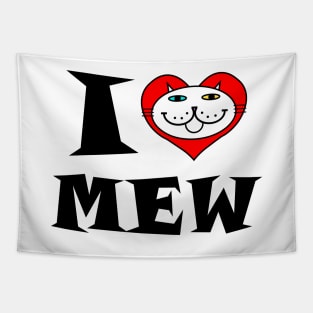 I Heart Cat -White Cat 2 Eye Colors Tapestry