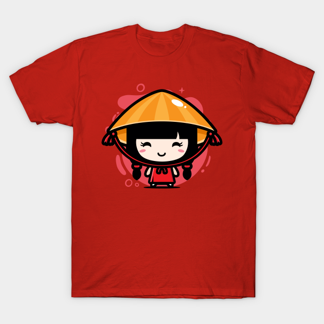Discover Cute Kawaii Chinese Girl in Traditional Attire // Chibi Style China - Chinese Girl - T-Shirt