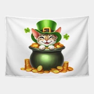 St Patricks Day Devon Rex Cat Tapestry