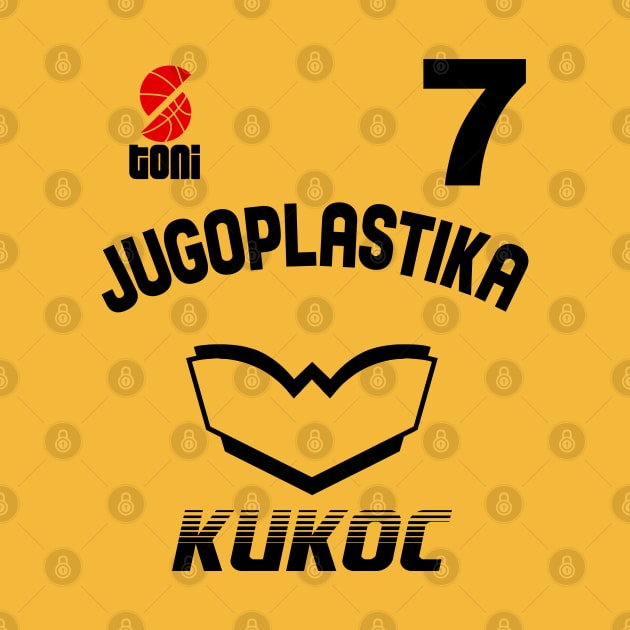 Jugoplastika Yugoslavia Croatia Retro Toni Kukoc Basketball Design by darklordpug