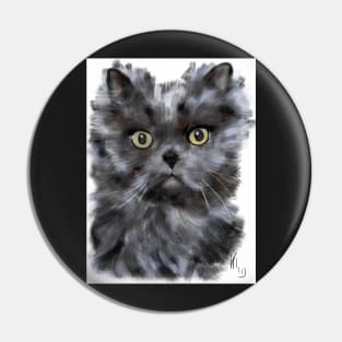 Black Furry Persian Cat Pin