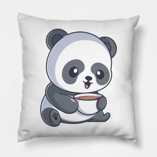 Cute panda drinking coffee Pillow