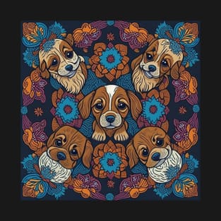 Mandala of adorable puppy dogs T-Shirt