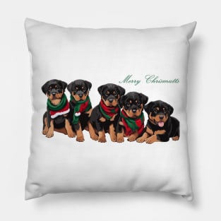 Merry Chrismutts Dog Family Holiday Greeting Pillow