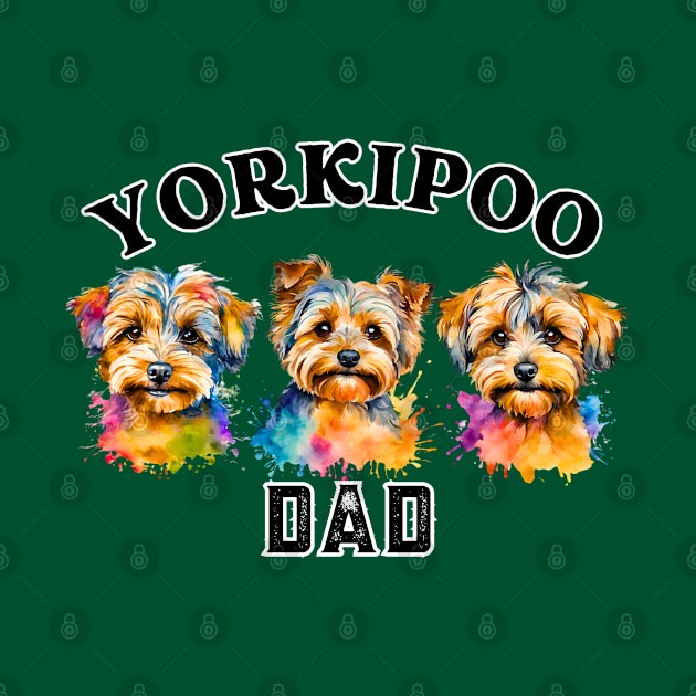 Yorkipoo Dad Watercolor by Doodle and Things