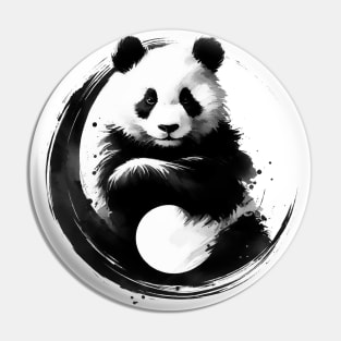 Sumie Enso Circle Japanese Brushstroke Panda Bear Pin