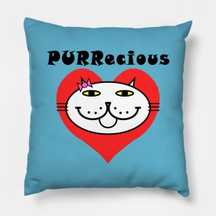 PURRecious - white cat Pillow