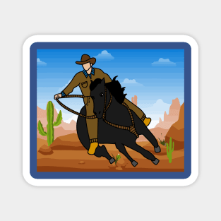 Rodeo Riding On A Horse Magnet
