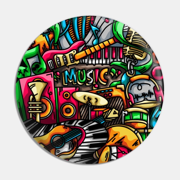 Music Doodle Illustration Pin by Kincrevstudio