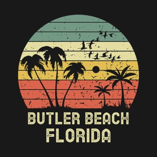 Butler Beach Florida Retro Vintage Sunset T-Shirt