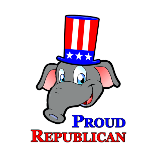 Proud Republican Elephant With Patriotic Uncle Sam Stovepipe Stove Top Hat T-Shirt