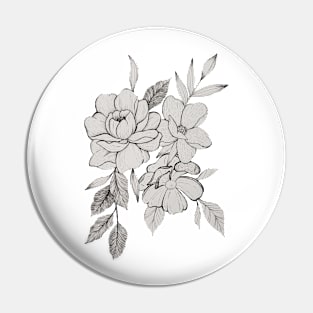 peony and rose line drawing Pin