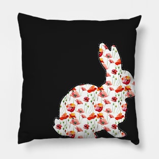 Watercolor Poppy Show Rabbit - NOT FOR RESALE WITHOUT PERMISSION Pillow