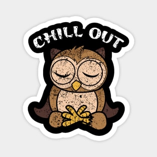 Meditation owl yoga chill out cartoon Magnet