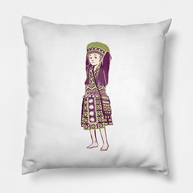 People of Thailand - Bored Hmong Girl Pillow by akaneyabushita