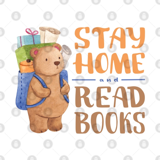 Stay Home And Read Books, Cute Animal Illustration by OFM