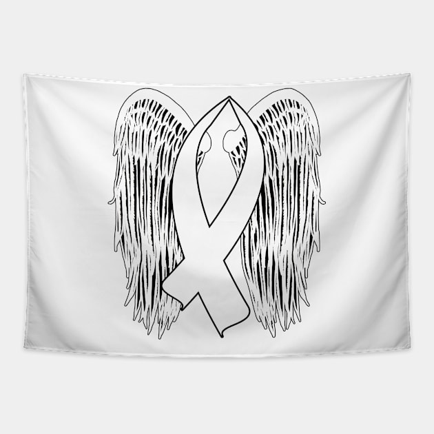 Winged Awareness Ribbon (White) Tapestry by BlakCircleGirl