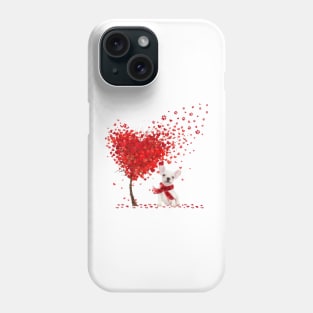 Happy Valentine's Day Heart Tree White French Bulldog Phone Case