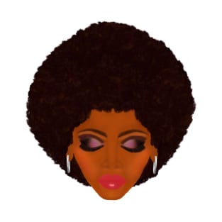 Classic Afro and Purple Smokey Eyes (White Background) T-Shirt