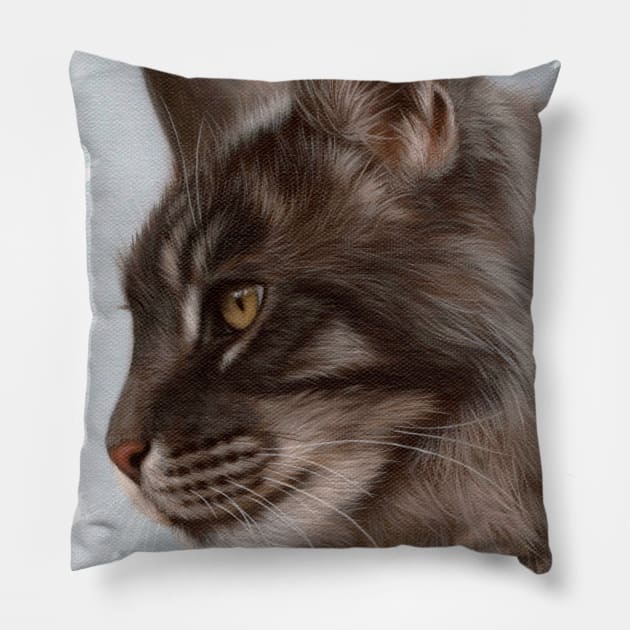 Maine Coon Painting Pillow by rachelstribbling