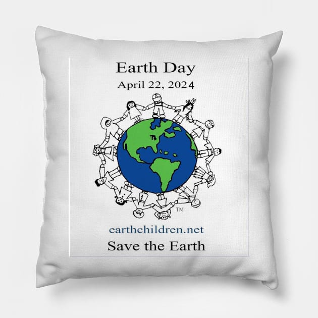 Earthchildren Earthday Logo 2024 Pillow by earthchildren.net