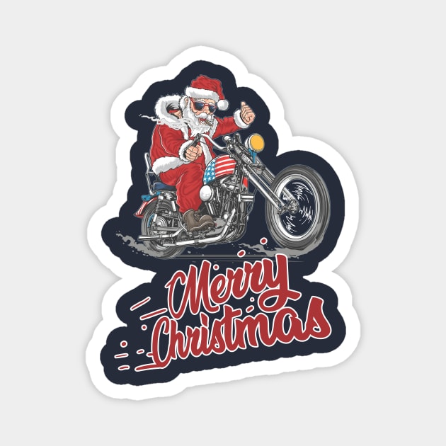 Cool Santa on a motorcycle - Happy Christmas and a happy new year! - Available in stickers, clothing, etc Magnet by Crazy Collective