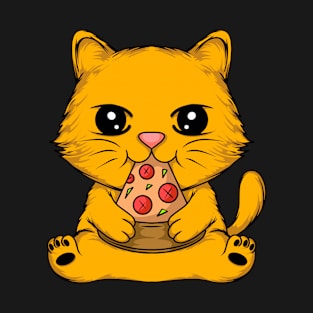 Adorable Cat Enjoying a Delicious Pizza - Unique Tee for Cat Lovers T-Shirt