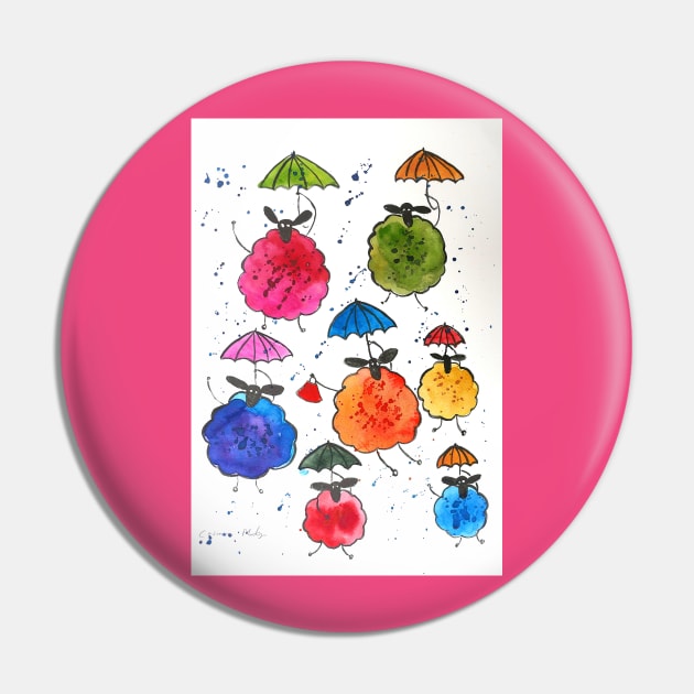 Quirky sheep and their umbrellas Pin by Casimirasquirkyart