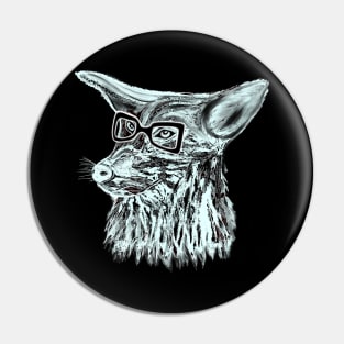 Icey Coyote Hipster All Ears Pin