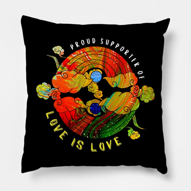 Proud Supporter of Love is Love Rainbows - Dark Neon Gems Pillow by v_art9