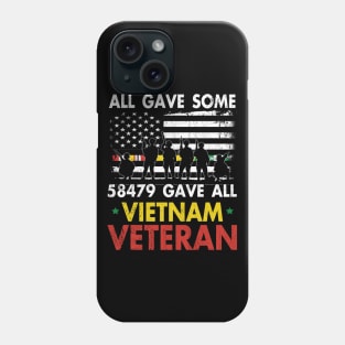 Vietnam Veteran All Gave Some 58,479 Gave All T-Shirt with Soldiers Statue and Service Ribbon Phone Case