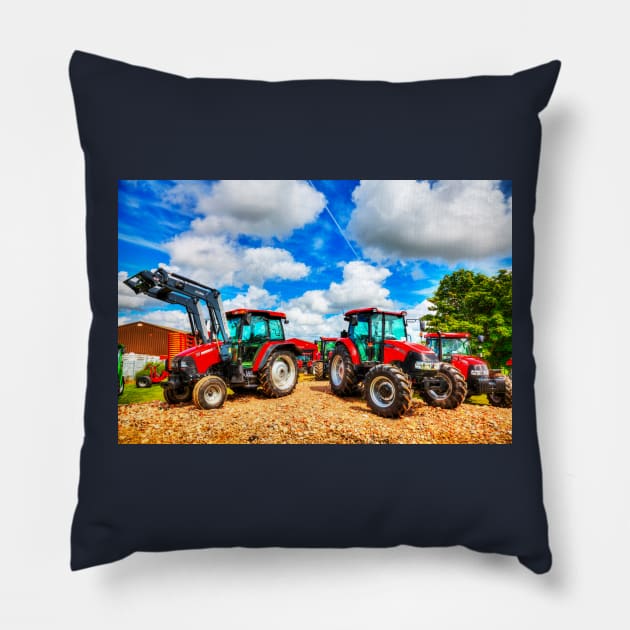 Brand New Red Tractors Pillow by tommysphotos