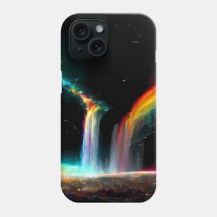 Rainbows Fall - Psychedelic Rainbow Waterfall in Space Phone Case