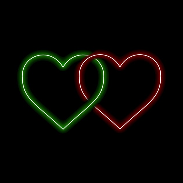 Valentine Interlocking 2 - Tone Neon Sweetheart Hearts on Black by podartist