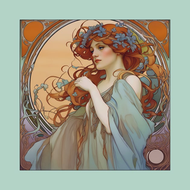 Beautiful Art Nouveau Woman by LittleBean