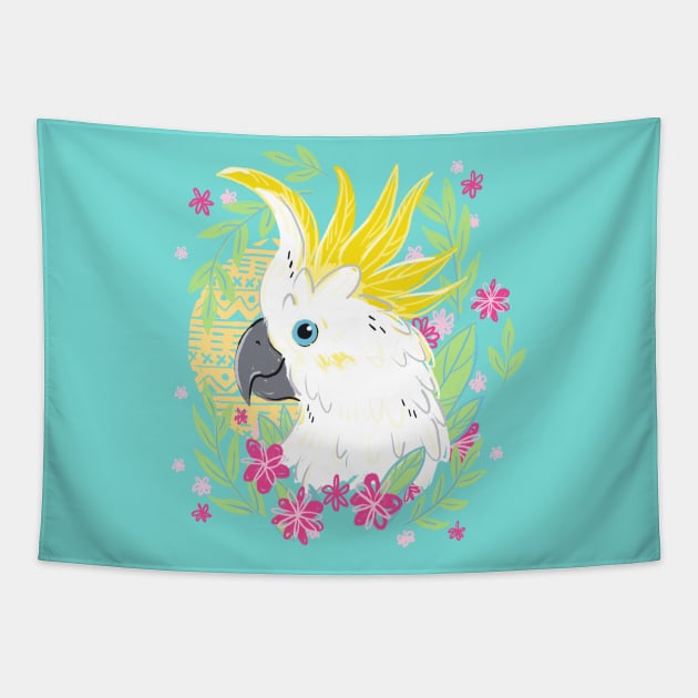 Sulphur Crested Cockatoo Tapestry by IllustratedActivist