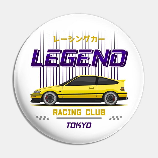 Midnight Racer Yellow CRX JDM Pin by GoldenTuners