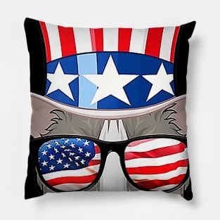 Cat Ameowica American Flag 4th Of July Pillow