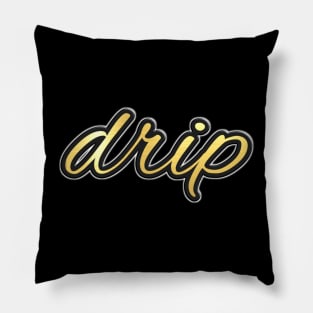 Shiny black and gold DRIP word design Pillow