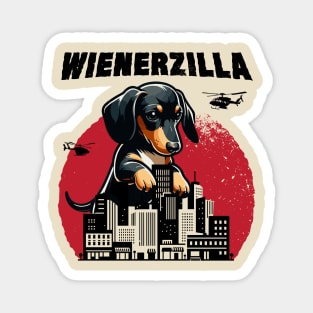 Wienerzilla Funny Giant Dachshund Wiener Dog in City Magnet