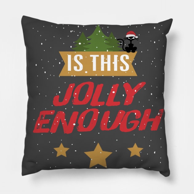 christmas is this jolly enough noel cat santa hat Pillow by imadziggy