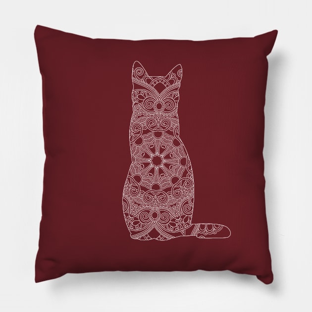 Cat Mandala Pillow by KneppDesigns