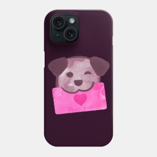 Cute dog with pink love letter Phone Case