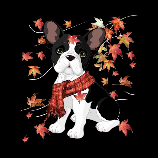 Maple Dog Leaf Fall Hello Autumn Funny French Bulldog Lover by MarrinerAlex